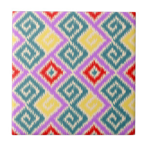 Elegant joyful Mexican ikat pattern Kitchen Purple Tile