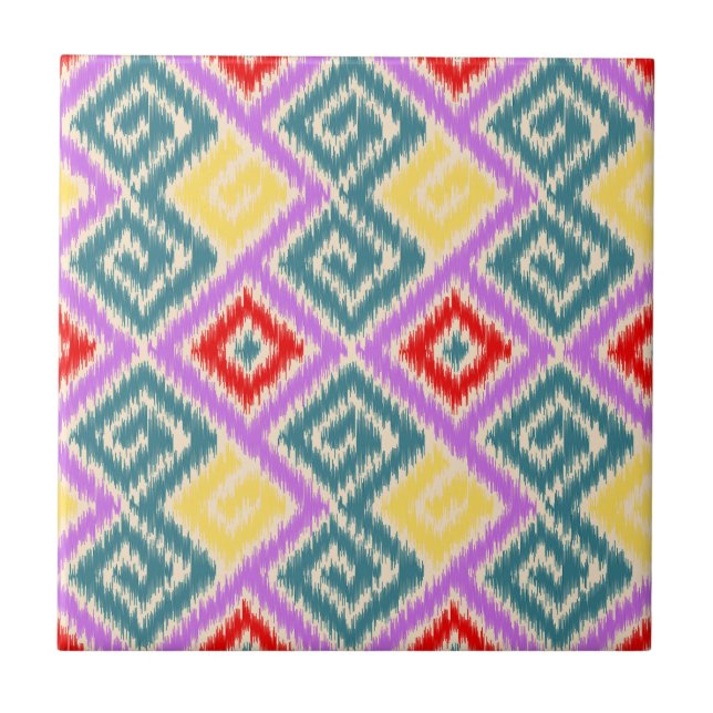 Elegant joyful Mexican ikat pattern Kitchen Purple Tile (Front)