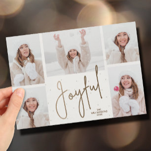 Elegant JOYFUL Multi Photo Christmas Holiday Card