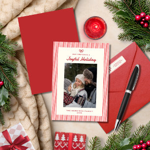 Elegant Joyful Script Red Flat Christmas Card