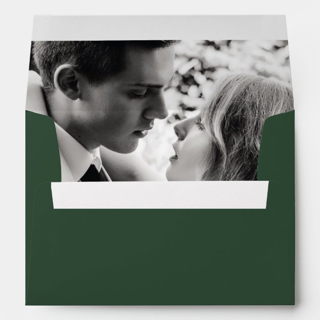 Elegant Juniper Green Photo Wedding Envelope (Back (Bottom))