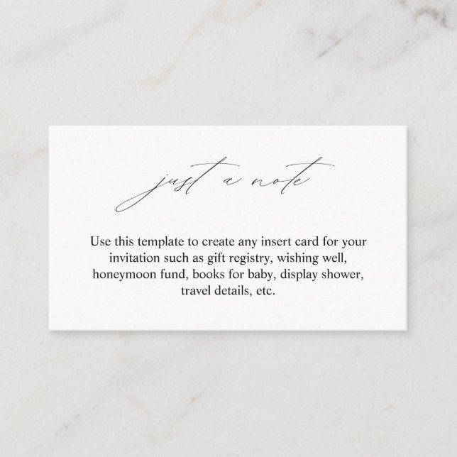 Elegant Just a Note Enclosure Card (Front)