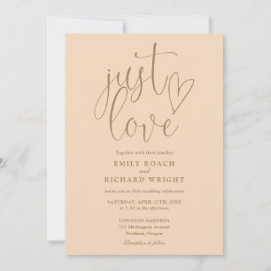 Elegant Just Love All In One Soft Peach Wedding Invitation