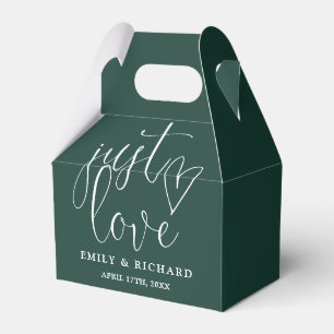 Elegant Just Love Heart Emerald Green Wedding Favour Box