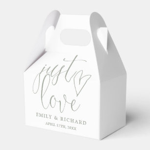 Elegant Just Love Heart Sage Green Wedding Favour Box