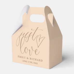 Elegant Just Love Heart Soft Peach Wedding Favour Box