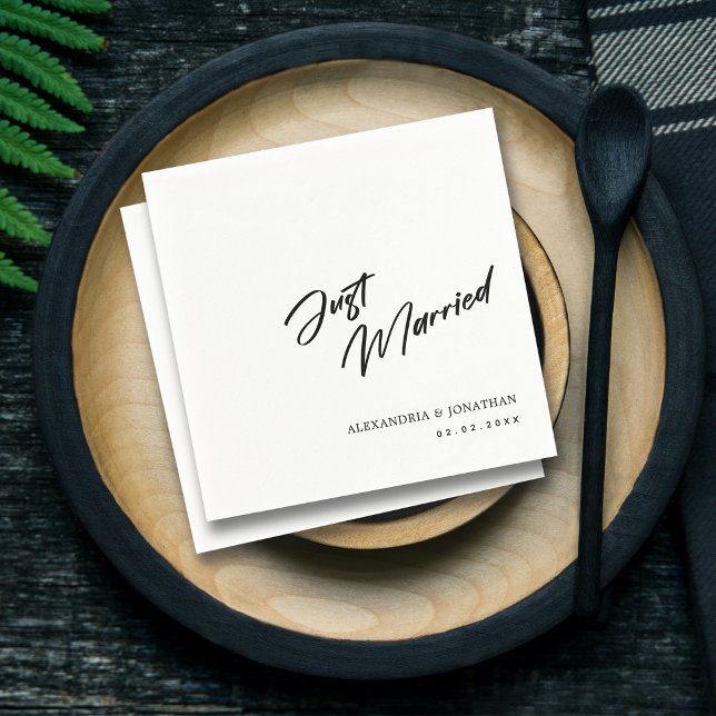 Elegant Just Married Custom Wedding Napkins (Simple Just Married Elegant Custom Wedding  Napkins)