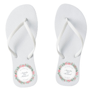 Elegant Just Married Floral Wedding   Flip Flops