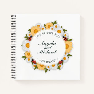 Elegant Just Married Floral Wedding Guestbook Notebook