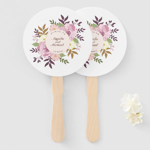 Elegant Just Married Floral Wedding   Hand Fan