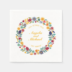 Elegant Just Married Floral Wedding   Napkin