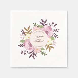 Elegant Just Married Floral Wedding Napkin