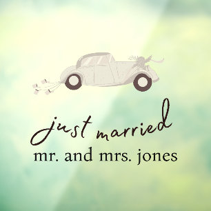 Elegant Just Married Getaway Car Window Cling