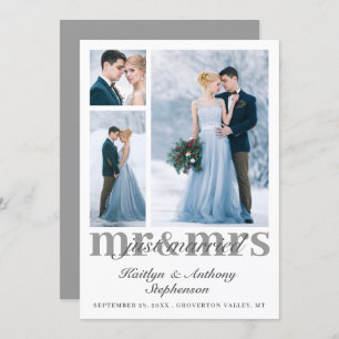 Elegant Just Married Mr Mrs Custom Colour Wedding Announcement