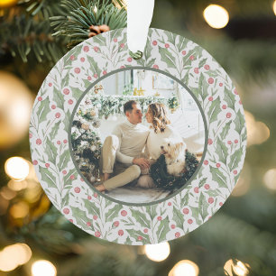 Elegant Just Married Newlywed Photo Christmas Ornament