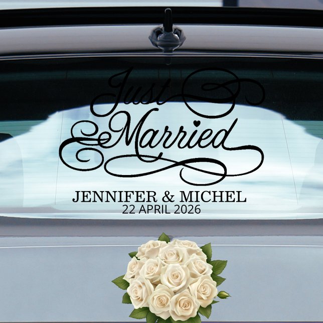 Elegant Just Married Wedding Car Window Cling  (Creator Uploaded)