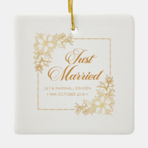 Elegant Just Married Wedding   Ceramic Ornament