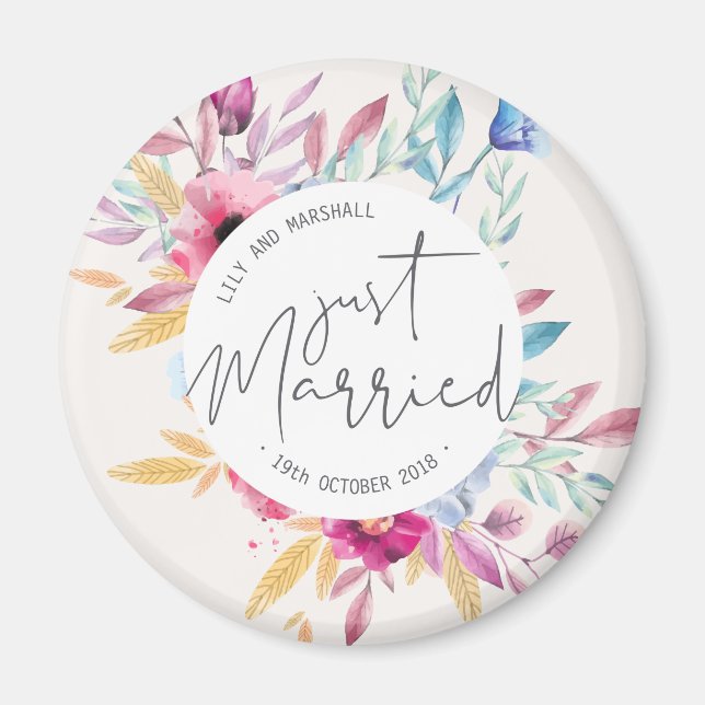 Elegant Just Married Wedding | Fridge Magnet (Front)