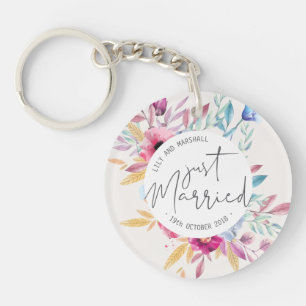 Elegant Just Married Wedding Keychain