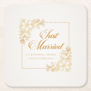Elegant Just Married Wedding   Paper Coaster