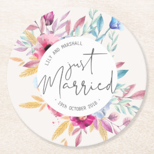 Elegant Just Married Wedding   Paper Coaster