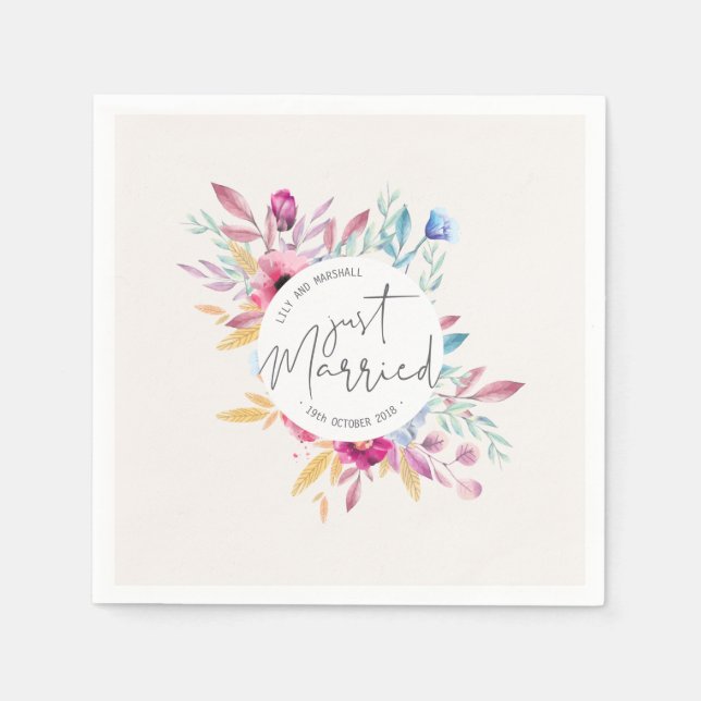 Elegant Just Married Wedding | Paper Napkin (Front)