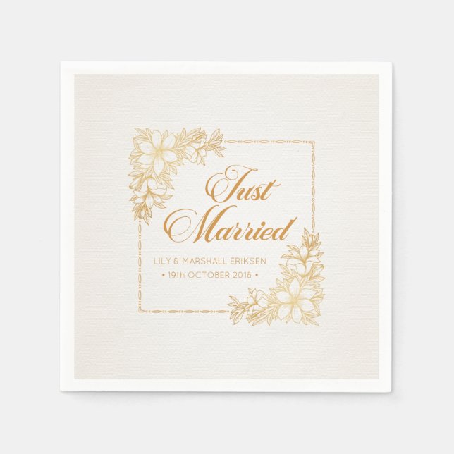 Elegant Just Married Wedding | Paper Napkin (Front)