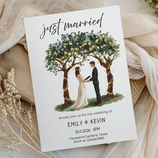 Elegant Just Married Wedding Party-Modern Romantic Invitation (Creator Uploaded)