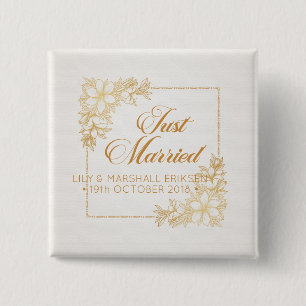 Elegant Just Married Wedding   Pin Button