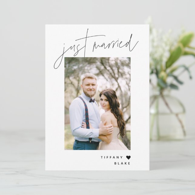 Elegant Just Married Wedding Reception Party Photo Invitation (Standing Front)
