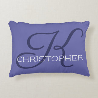 Elegant K Initial Name Blue Periwinkle Decorative Cushion