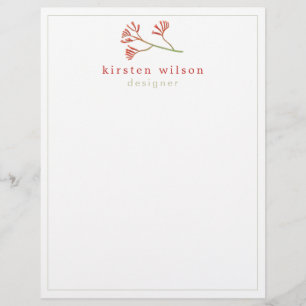 Elegant Kangaroo Paw Flower - Personalised  Custom Letterhead