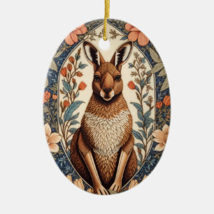 Elegant Kangaroo William Morris Inspired Ceramic Tree Decoration
