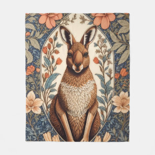 Elegant Kangaroo William Morris Inspired  Fleece Blanket