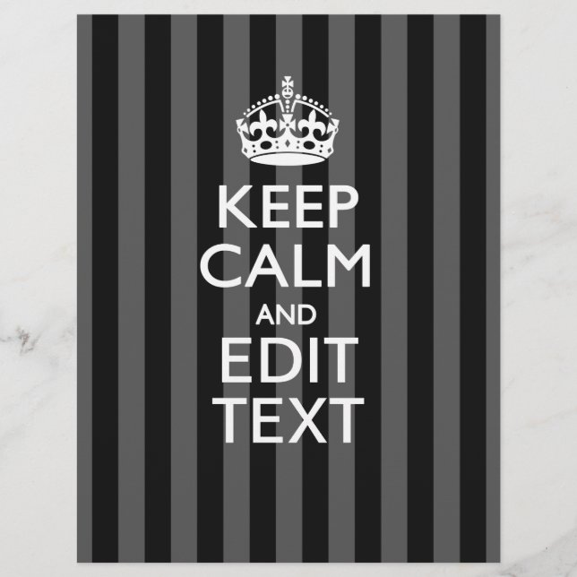 Elegant KEEP CALM AND Your Text on Black Stripes (Front)