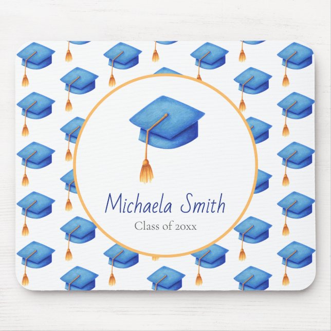 Elegant Keepsake Blue High School Graduation  Mouse Mat (Front)