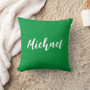 Elegant Kelly Green Custom Your Own Name Modern Cushion