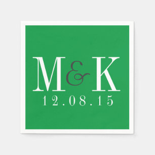 Elegant Kelly Green Monogram Wedding Napkins