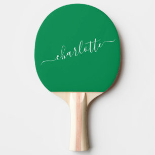 Elegant Kelly Green Script Name Personalised Ping Pong Paddle