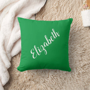 Elegant Kelly Green Your Own Name Typography Cushion