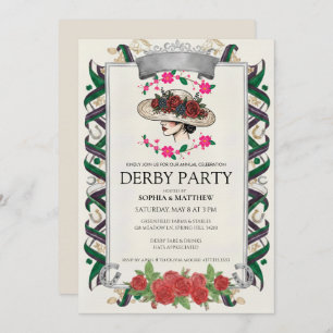 Elegant Kentucky Derby Party Floral Invitation