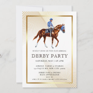 Elegant Kentucky Derby Party Invitation with Horse