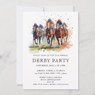 Elegant Kentucky Derby Party Invitation with Horse