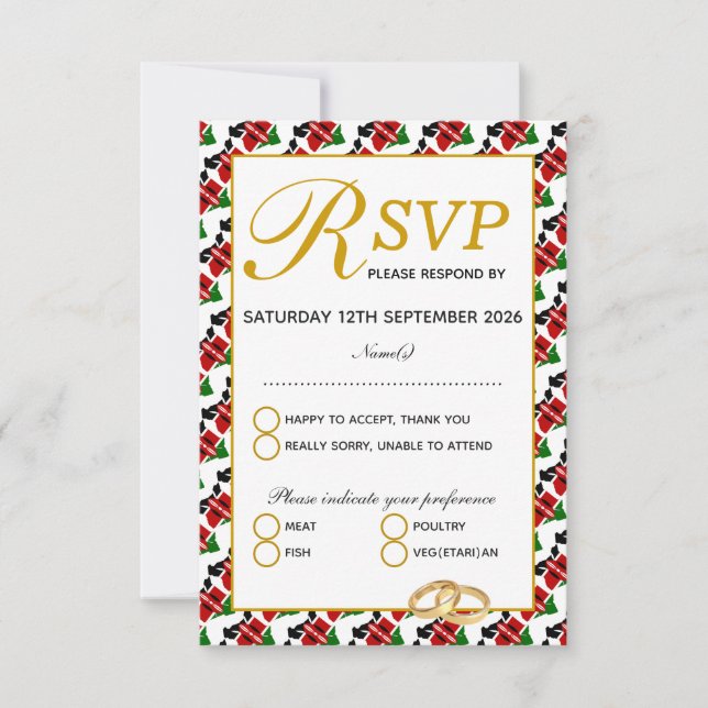 Elegant KENYA Wedding RSVP Response Card (Front)