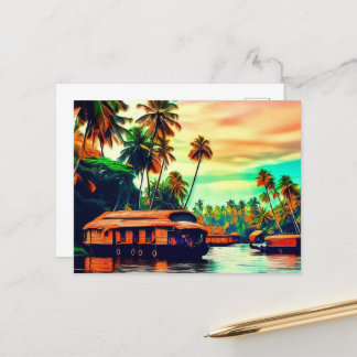 Elegant Kerala natural landscape of coconut trees  Postcard