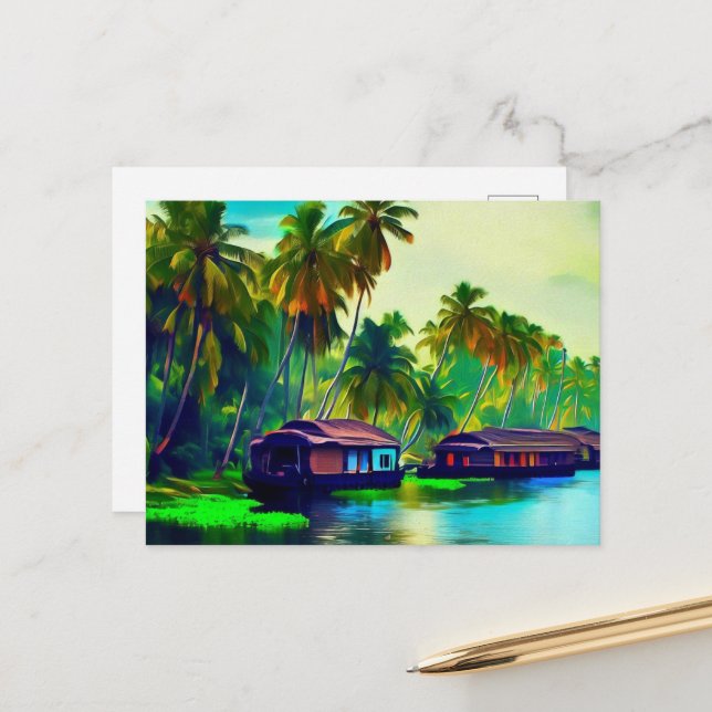 Elegant Kerala natural landscape of coconut trees  Postcard (Front/Back In Situ)