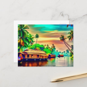 Elegant Kerala natural landscape of coconut trees Postcard