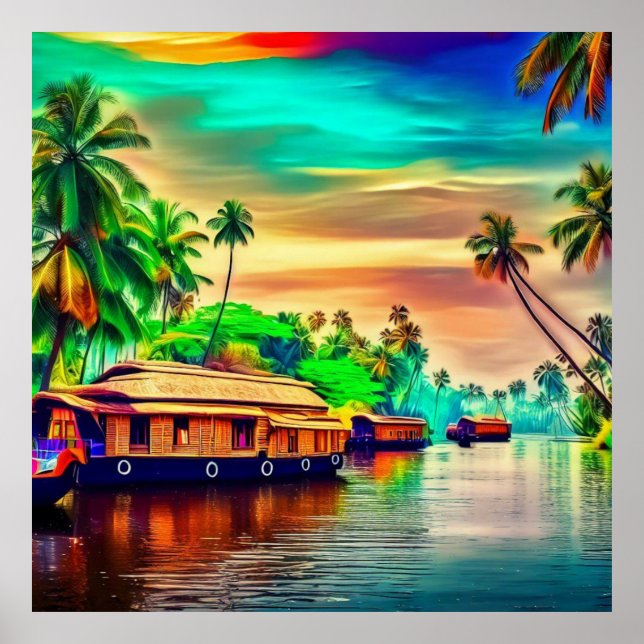 Elegant Kerala natural landscape of coconut trees  Poster (Front)