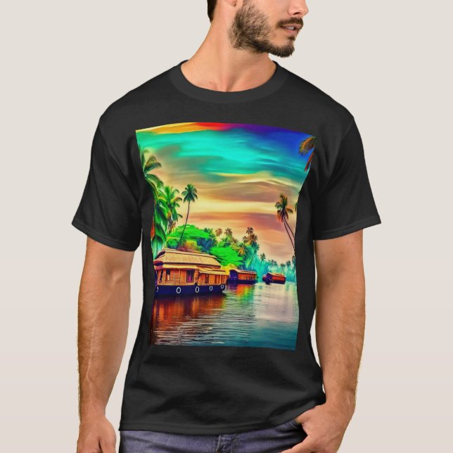 Elegant Kerala natural landscape of coconut trees  T-Shirt (Front)