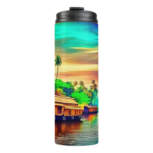 Elegant Kerala natural landscape of coconut trees  Thermal Tumbler (Front)
